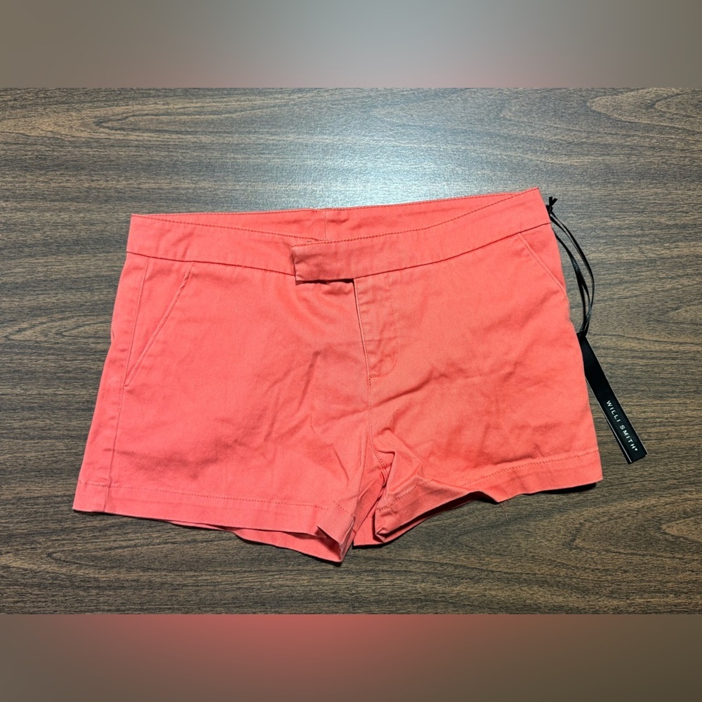 Willi Smith Coral Cotton Stretch Shorts Size 26 NWT